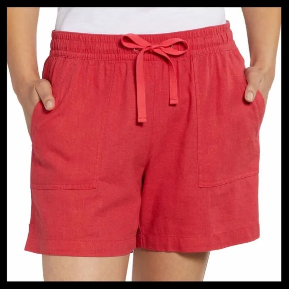 NAUTICAL Linen Blend Pull-On Short Red - Picture 5 of 7